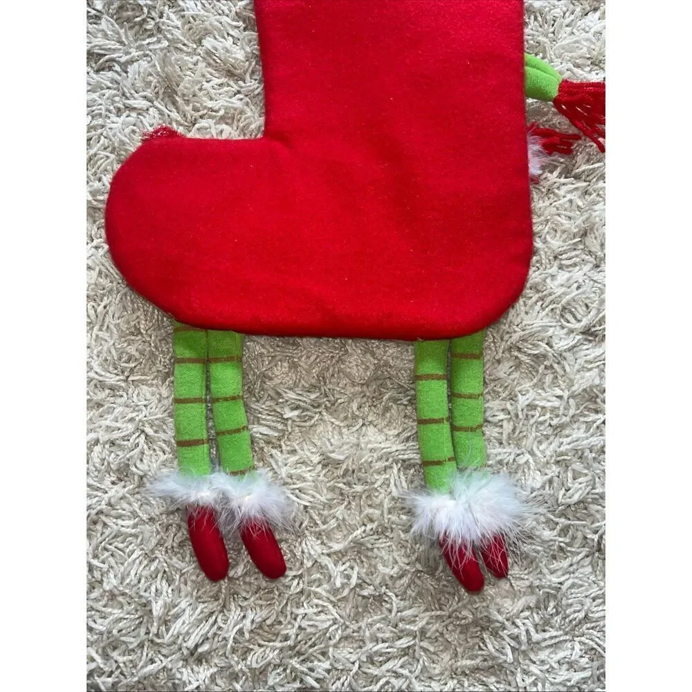 Pier 1 One Imports Festive Reindeer Dangle Legs Sequin Christmas Stocking